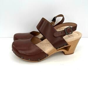 NWOT Dansko Taci Women's Clog Wedge Sandals Wooden Heel Leather